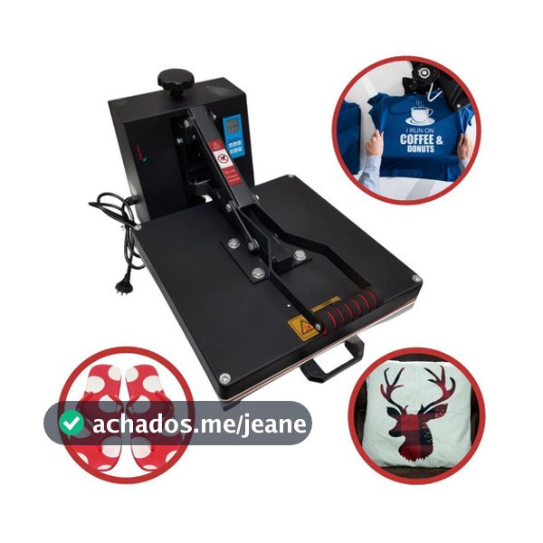 Prensa Térmica Camiseta Plana 38x38 Sublimação Jacaré Cor Preto 220v
