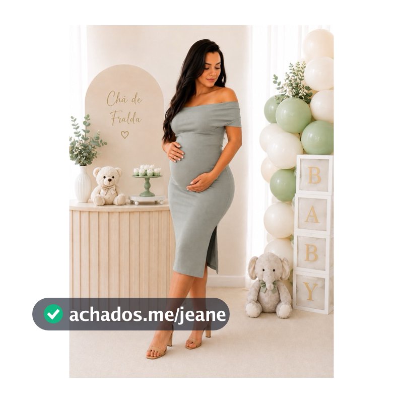Vestido para Grávida Midi Elegante com Fenda para chá de fralda e ensaio gestante