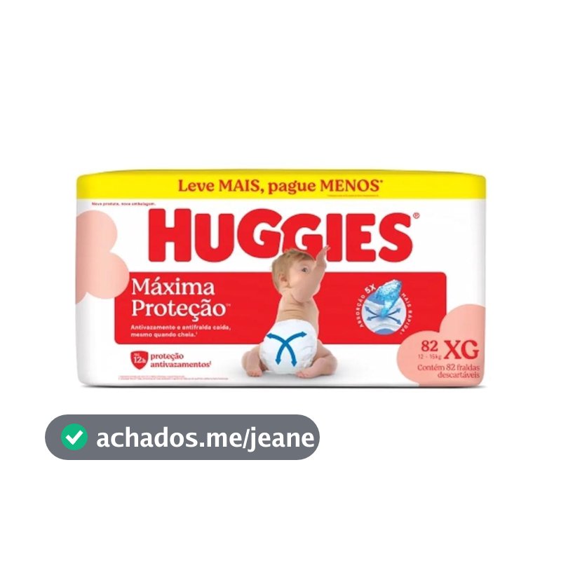 Fralda Descartável Infantil Huggies Máxima Proteção XG Pacote 82 Unidades Leve Mais Pague Menos