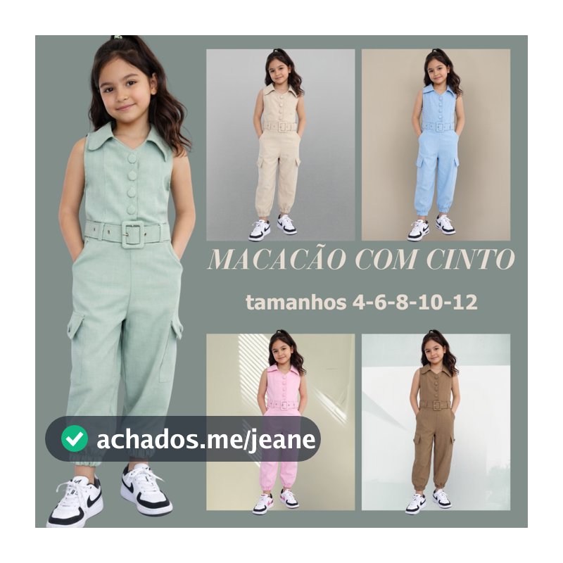 Macacão Infantil Menina Luxo Tecido Luiz Twill Com Cinto Blogueirinha Premium
