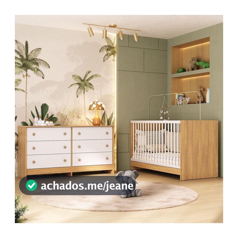 Berço 3 em 1 para Colchão 130 x 60cm com Cômoda Framboesa Multimóveis MP4679