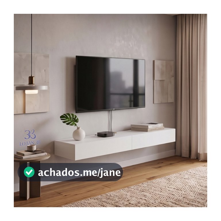 Aparador de Sala Hall Suspenso 2 Portas 110cm MDF/MDP Paris Off White