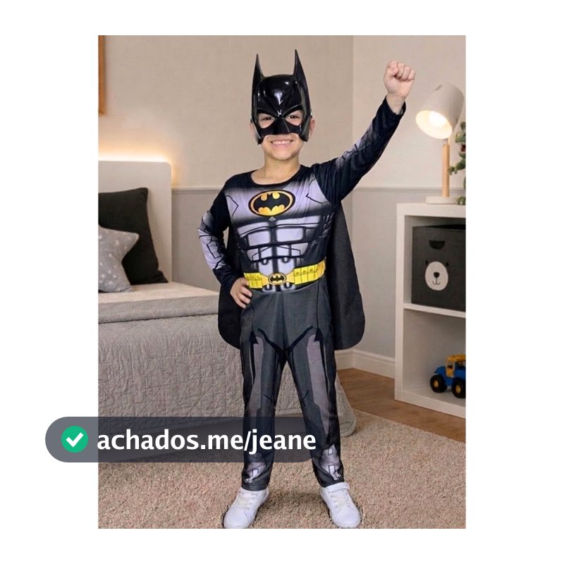 Roupa Fantasia Infantil Batman Longo C\Enchimento C\Máscara