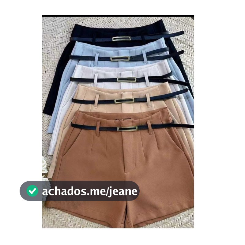 Kit 5 Shorts Feminino Alfaiataria Com Bolso e Cinto de Brinde