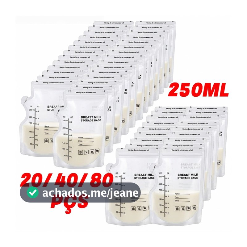 Kit 20/40/80 Pçs Un Saco Saquinhos Congelar Leite Maternidade Bebê