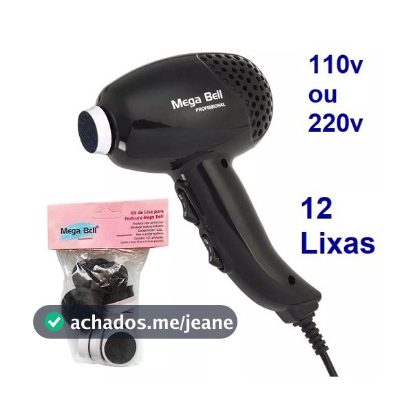 Pedicuro Elétrico Profissional Preto Esfoliador para Pés + 12 Lixas