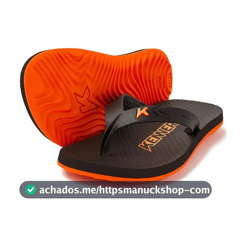 Chinelo Infantil Kenner New Summer Kids - Preto e Laranja