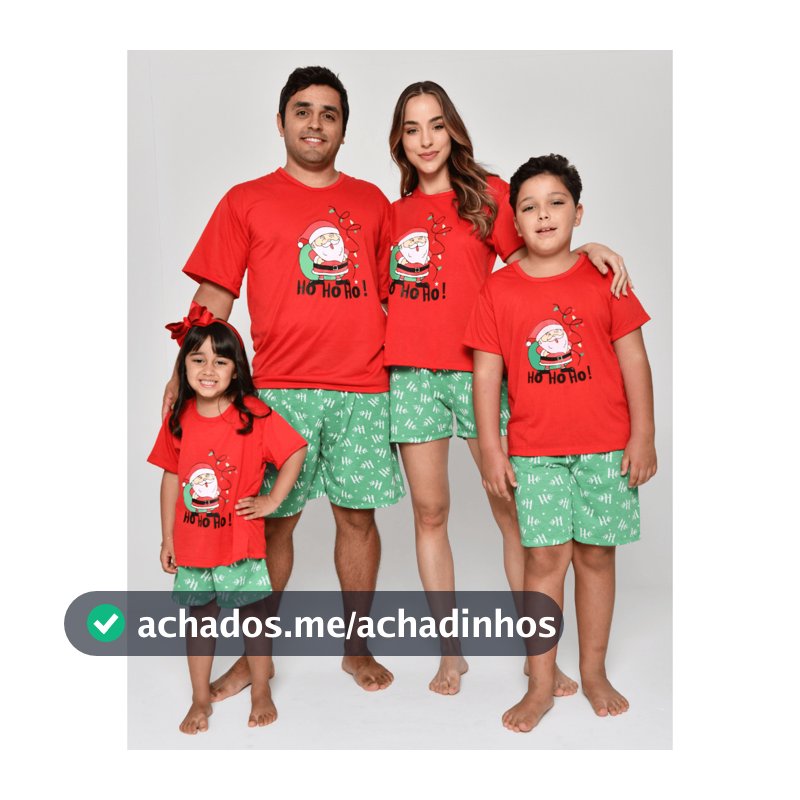 Kit Pijama Familia Natalino Combinados Tal Pai Mae Filho Filha Curto Verão Short e Camisa ou Regata Monte no Carrinho
