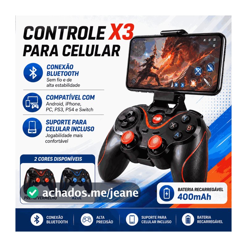 Controle X3 Sem Fio Joystick Android Ios Ps3 Pc Tv Wireless