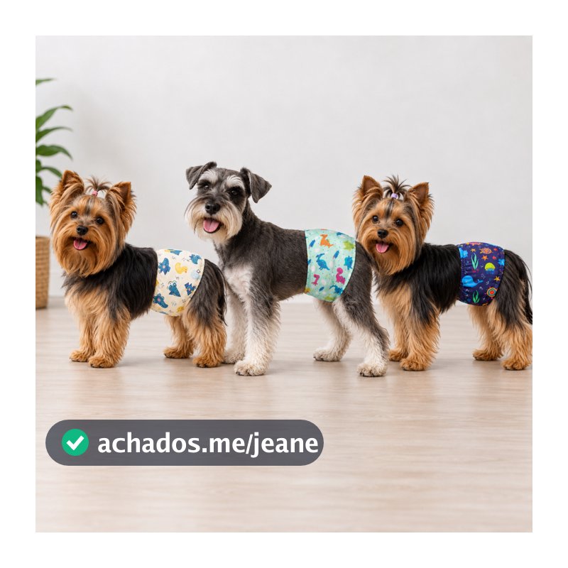 Fralda Higiênica Pet Cachorro Macho Reutilizável Confortável Lavável Resistente Porte Pequeno/Médio