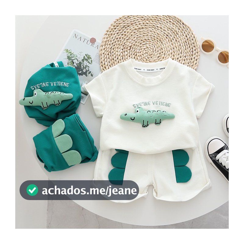 Novo Terno Infantil Menino Verão Estereoscópico Dinossauro Camisa Camiseta Shorts Casuais Conjunto De Duas Peças
