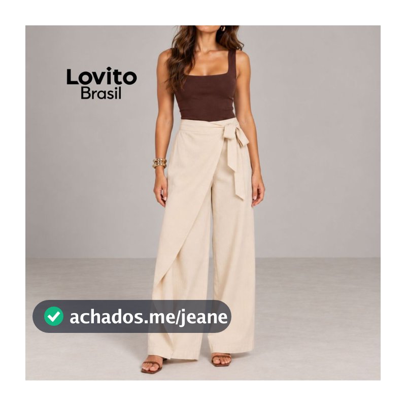 Lovito Calça Alfaiataria Transpassada com Laço Moda Feminina BRPTB18521882