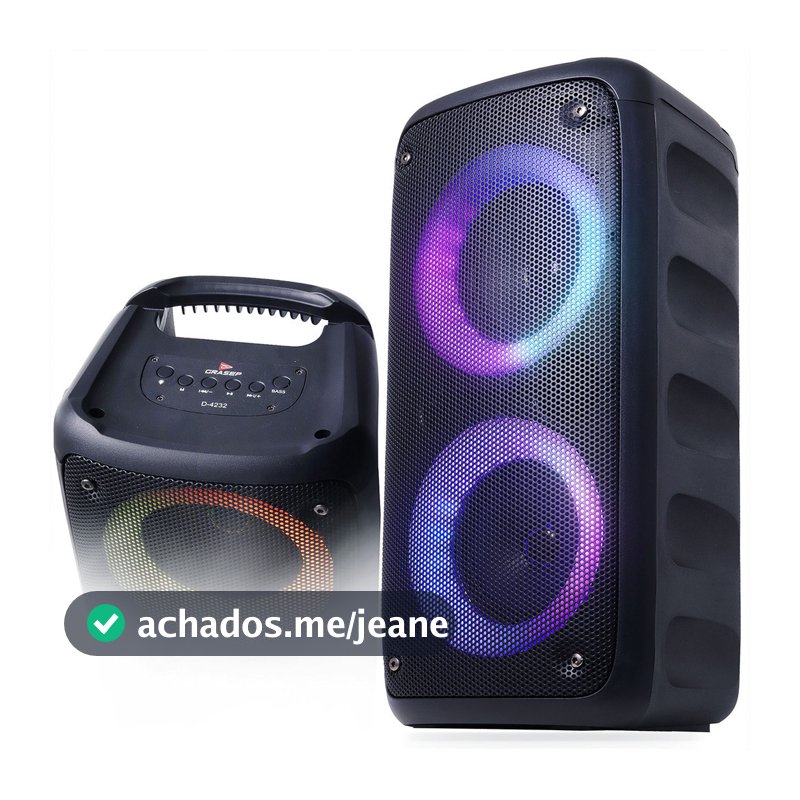 Caixa De Som Grande Bluetooth Amplificada Led RGB Rítmico Tecnologia TWS Modelo Torre Conexão USB