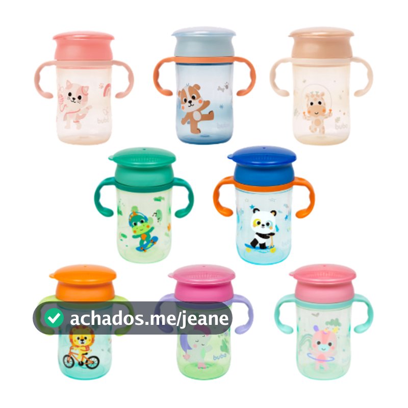 Copo De Treinamento Buba Antivazamento Gira 360° Com Alça Introdução Alimentar Bebê Infantil 300ml