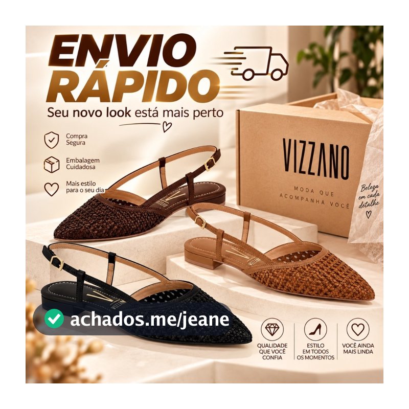 Sapatilha Feminina Vizzano Slingback Tramado Sem Salto Confort