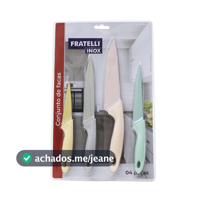 Jogo De 4 Facas De Cozinha Coloridas Aço Inox cozinha