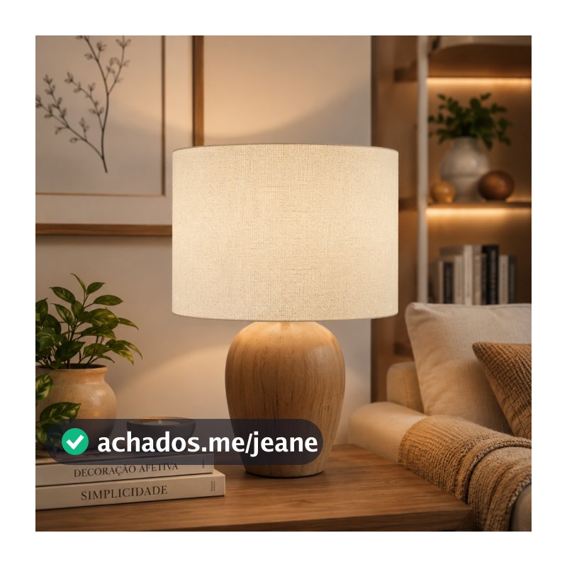 Cúpula Algodão Cru 40x40x22cm Cilíndrica E27 – para Abajur, Pendente e Luminária