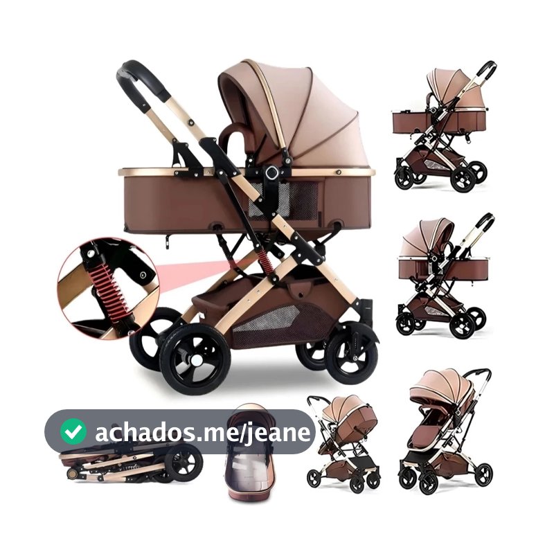 Carrinho De Bebê Passeio Alça Reversível System Até 15 Kg Completo 3 EM 1 Com - Modelo Europeu Luxo