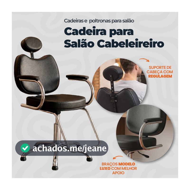 Cadeira Cabeleireiro Cadeira Para Salão Beleza Barbearia Barbeiro Maquiagem Hidráulica Fixo