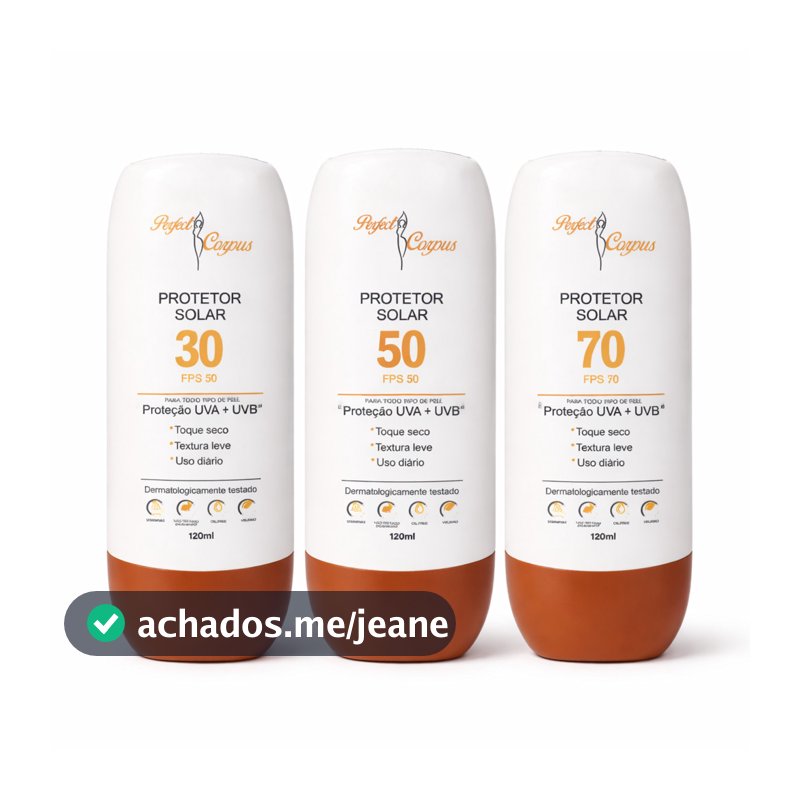Protetor Solar FPS 30 50 e 70 Proteção UV + UVB Perfect Corpus 120ml