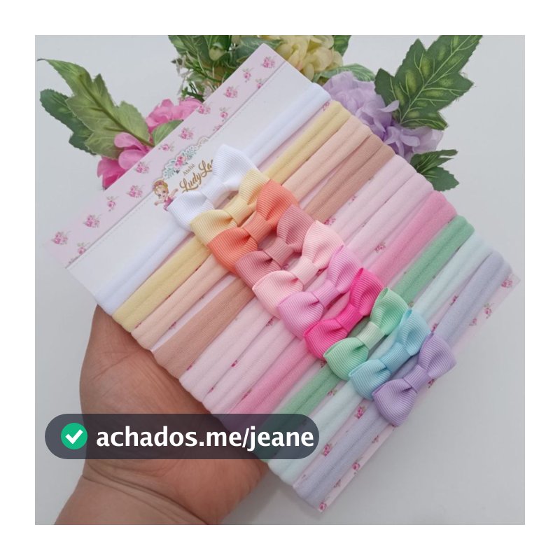 Kit 10 Faixinhas Laço para Bebê Menina – Meia de Seda Slim (0 a 24 Meses) – Não Aperta