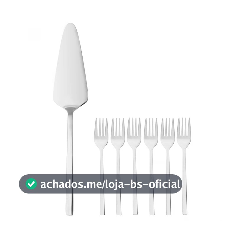 Conjunto 7 Peças Wolff Firenze Aço Inox Espátula de Bolo e 6 Garfos Sobremesa para Servir Doces Tortas Festas Mesa Posta