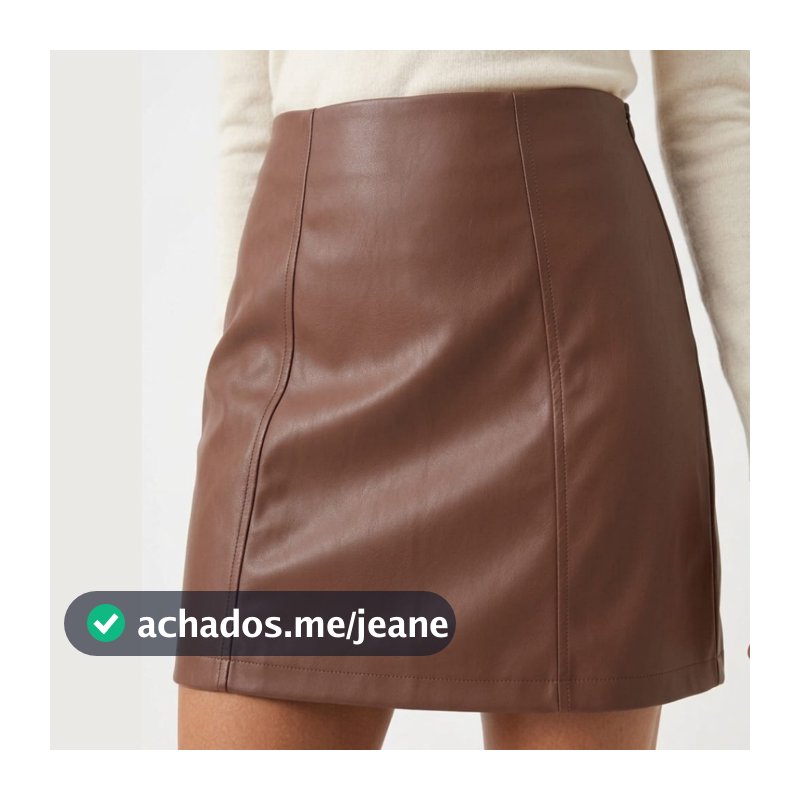 Saia Couro Fake  Feminina Com Ziper Cintura alta