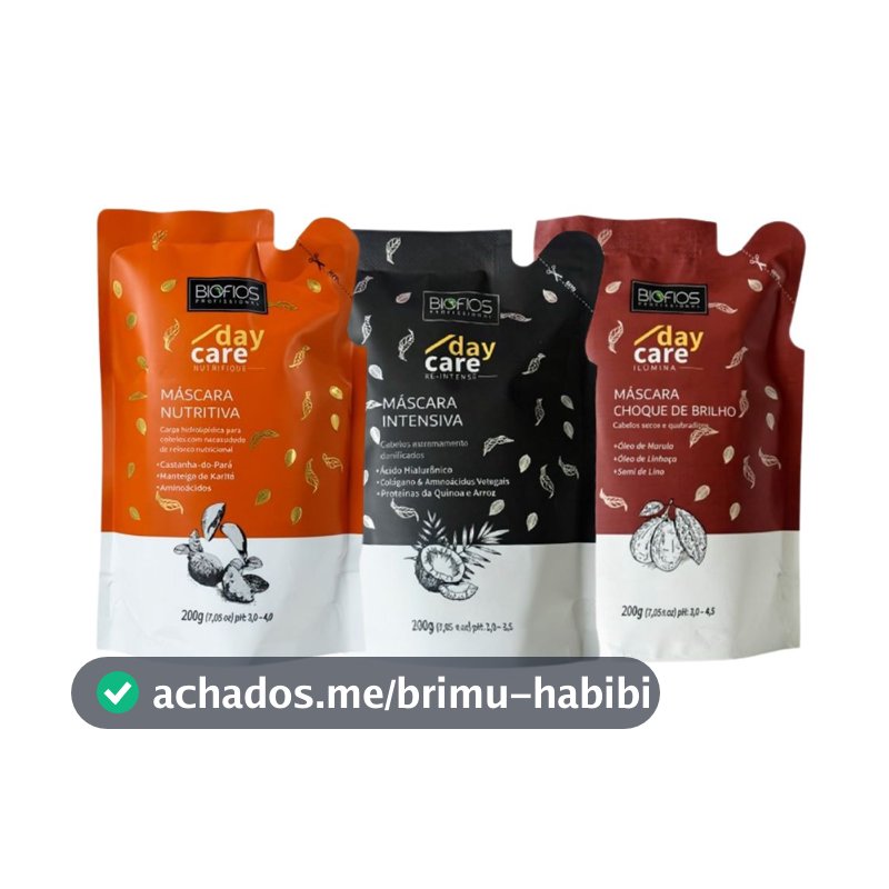 Kit Refil Cronograma Capilar Hidratação Reconstrução Nutrição Biofios Profissional 200g cada