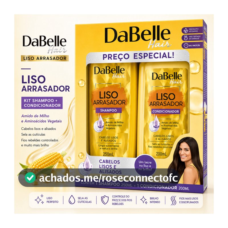 Kit Shampoo e Condicionador DaBelle Liso Arrasador 425ml Anti Frizz Cabelo Liso