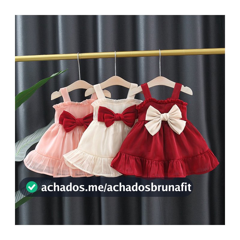 2024novo Vestido De Princesa Sling Bowknot Festa De Aniversário De Bebê Recém-Nascido