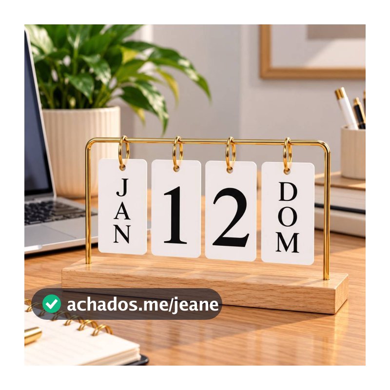 Calendário de Mesa Permanente  Luxo Preto/Dourado Premium