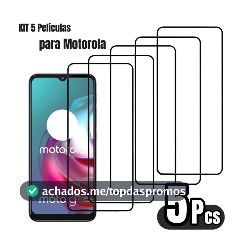 Kit 5 Película De Vidro Temperado 3D/9D Para Motorola Moto G10 G30 G35 G75 E15 G56 G86 G05 G06