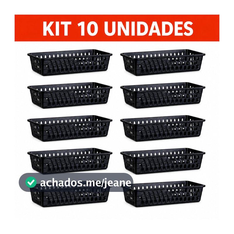 Kit 10 Cesto Retangular Organizador Multiuso Plastico Para Cozinha Banheiro Gaveta E Armário