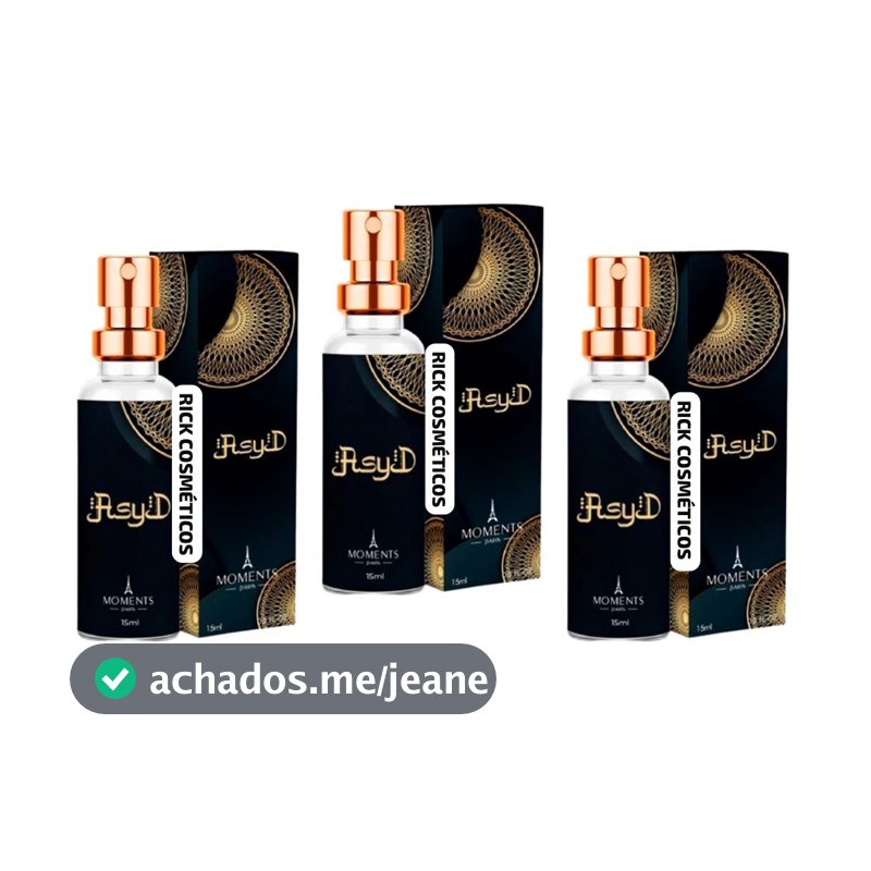Kit 03 Perfume Árabe Masculino Asyd Moments Paris 15ml Perfume Para Bolso Ou Bolsa Alta Fixação