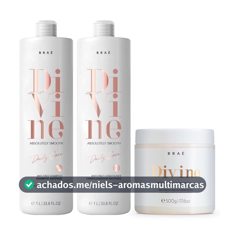 Kit Braé Divine Trio Salon Shampoo, Cond 1l + Máscara 500g