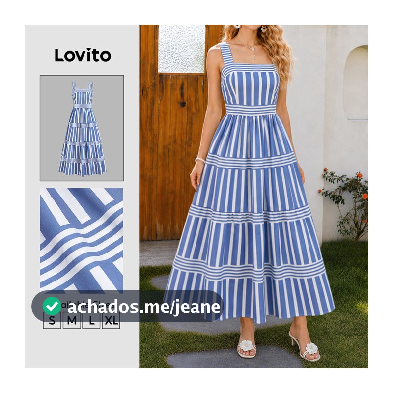 Lovito Padrão de Vestido Boho com Zíper Vestido Primavera/verão para mulheres DRB38BR069