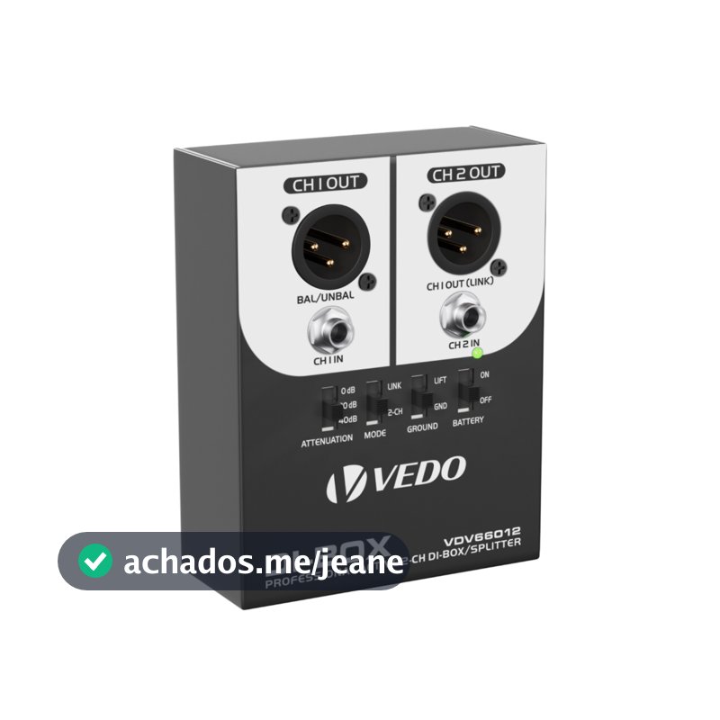 Direct Box Ativo 2 Canais Di20 110V/220V Com Ground Lift na Saída para Equipamentos de Gravação Estúdio de Som ao Vivo