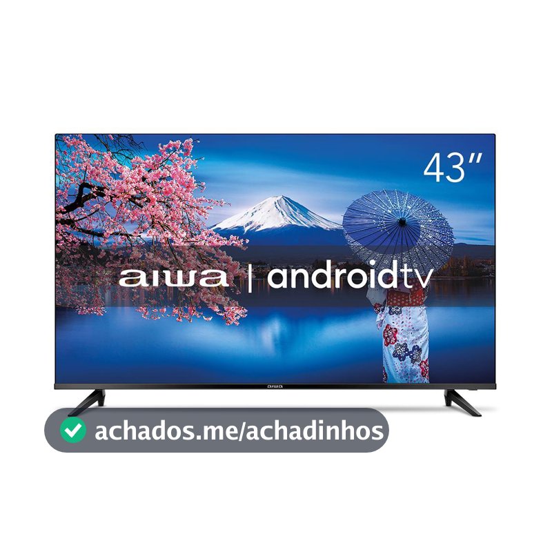 Smart TV AIWA 43” Android Full HD Borda Ultrafina HDR10 Dolby Áudio AWS-TV-43-BL-02-A