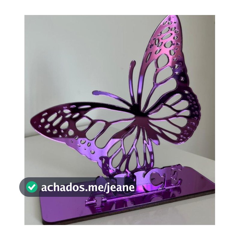 Centro de Mesa Topo de Bolo Sthich ou Borboleta com Nome Personalizado em Acrílico Lembrancinha Festas Aniversário