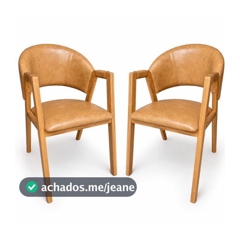kit DUAS Cadeiras ODETE em MADEIRA MACIÇA Robusta e Elegante Courissimo ou Linho para Sala de Jantar Mesa Cozinha