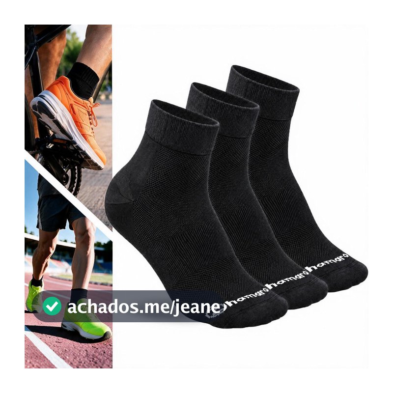Kit 3 Pares Meias Poliamida Corrida Zhamaro Performance Cano Médio Dry Fit Meia Ciclismo Academia