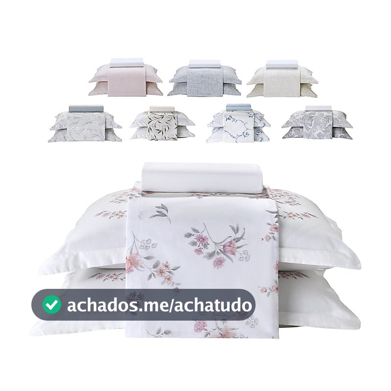 Jogo de Cama Queen 4 Peças Lençol com Elástico 100% Algodão Percal 180 Fios 158x198x35cm - Dohler