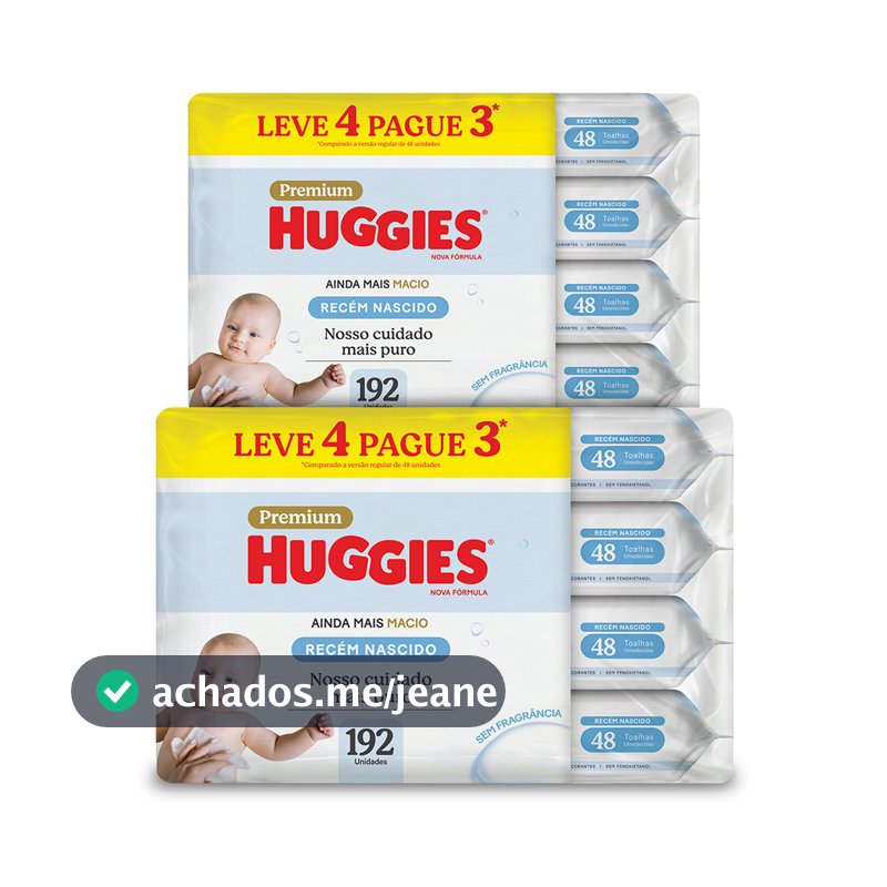 Kit 2 - Lenços Umedecidos Huggies Recém-Nascido Sem Fragrância 4x48U