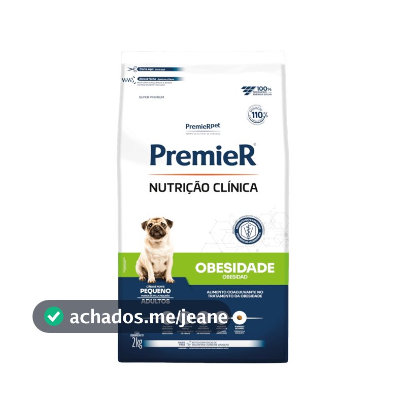Ração Nutrição Clínica Obesidade Cães Adultos Pequeno Porte 2kg Premier