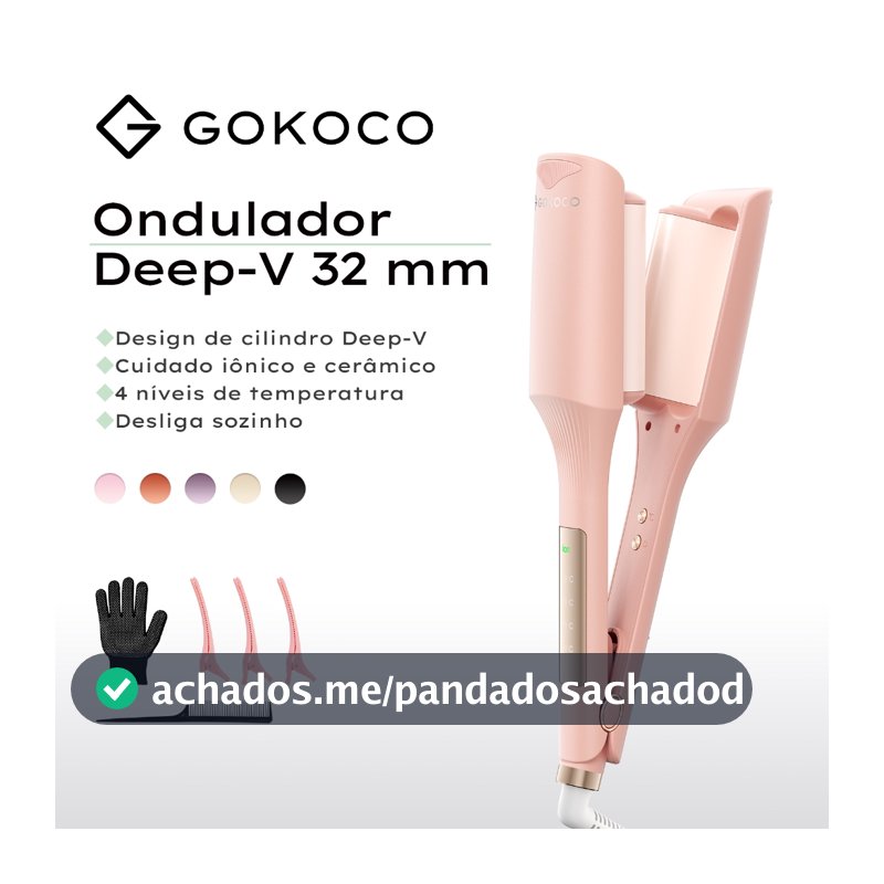 GOKOCO Modelador De Ondas 32mm Bivolt Com 30 Milhões De Íons Negativos E Cerâmica Turmalina Para Ondas Naturais E Volume