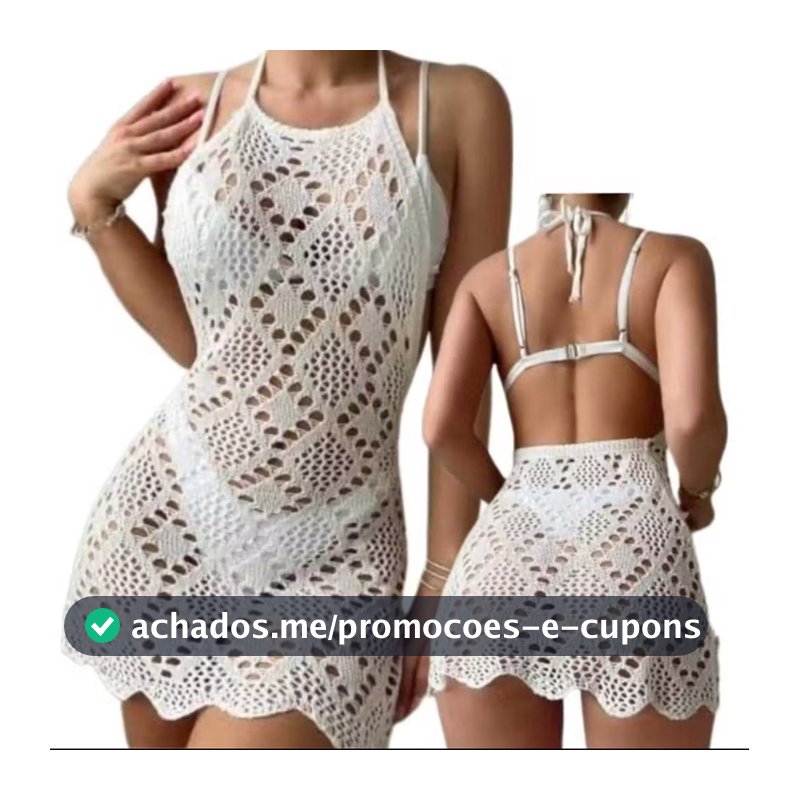 SAÍDA DE PRAIA  VERÃO  PISCINA CURTA TRICOT RENDADO LUXO❤️🩹