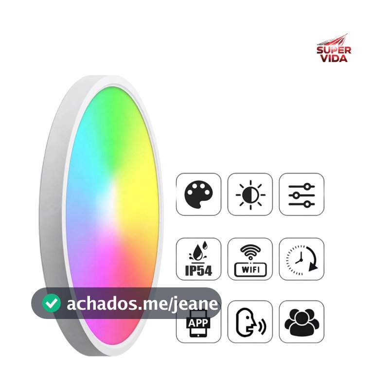 Lâmpada Teto Inteligente Plafon 21w Rgb Wifi Alexa App