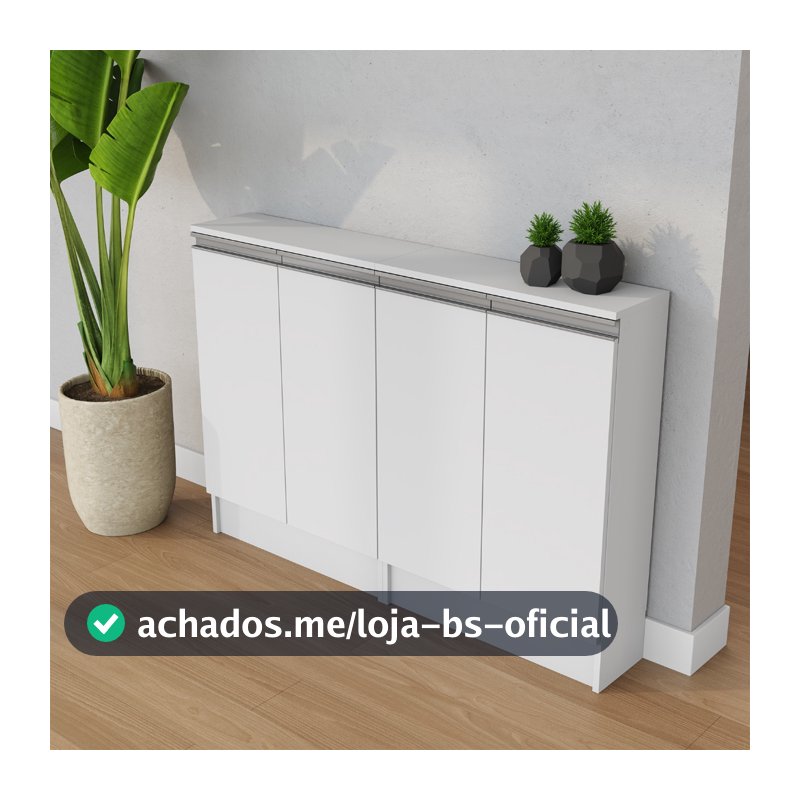 Despensa Balcão Estreito Compacto Multiuso MDF Nicho Aparador Mini Dispensa Entregue Montado Branco