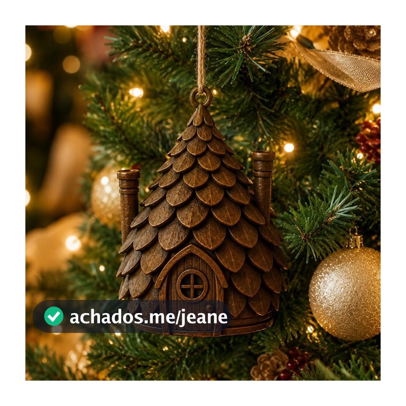 Enfeite Árvore de Natal Chalé Pinha Pingente Natalino Decoração Natalina Premium