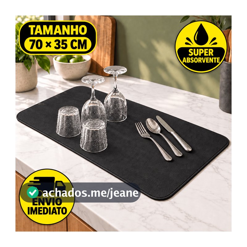 Tapete Escorredor De Louça 70x35 Para Pia E Cozinha Absorvente